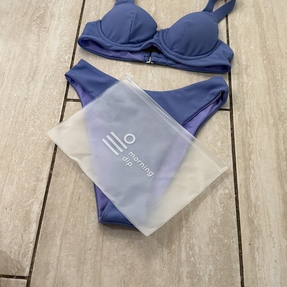 Morning Dip Purple Ribbed Bikini Bathing Suit Set XS Brand New - Picture 5 of 9